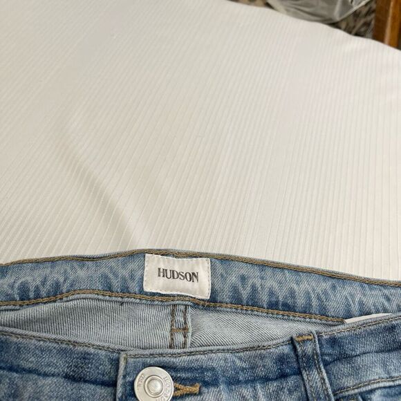 Hudson Riley Crop Relaxed Straight Destroyed Denim Jeans Size 28 - Picture 3 of 10